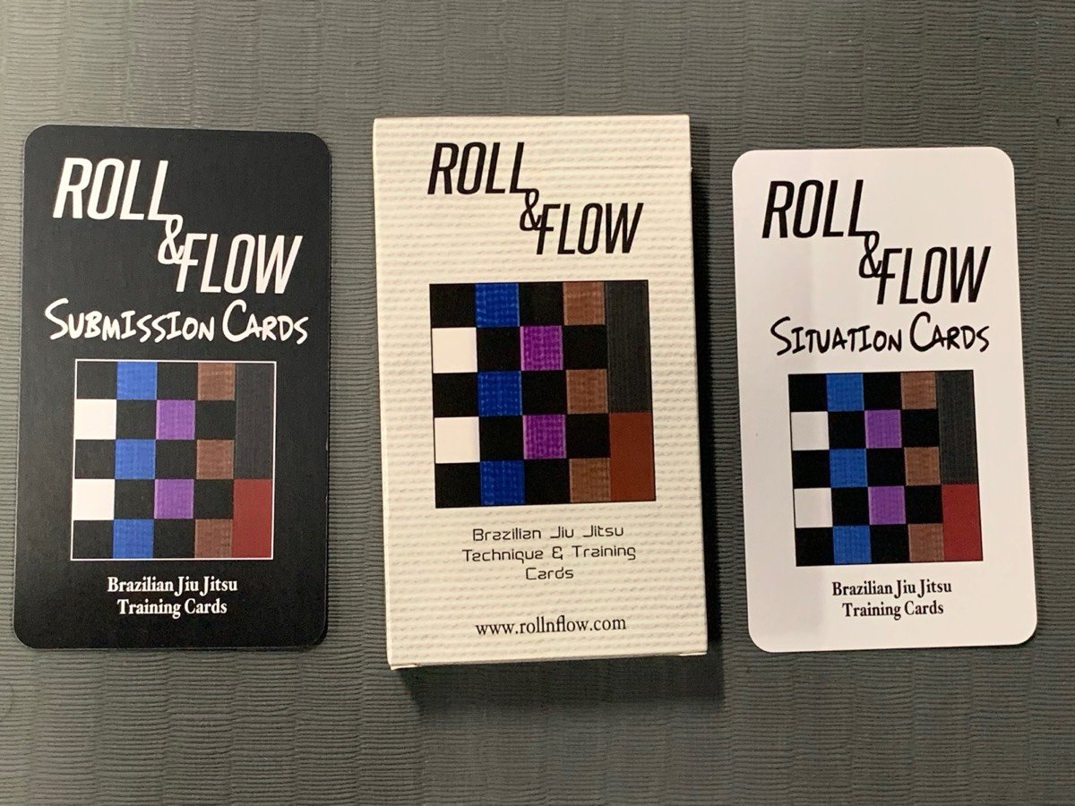 The Roll & Flow Training Deck box alongside its Situation cards and Submission cards